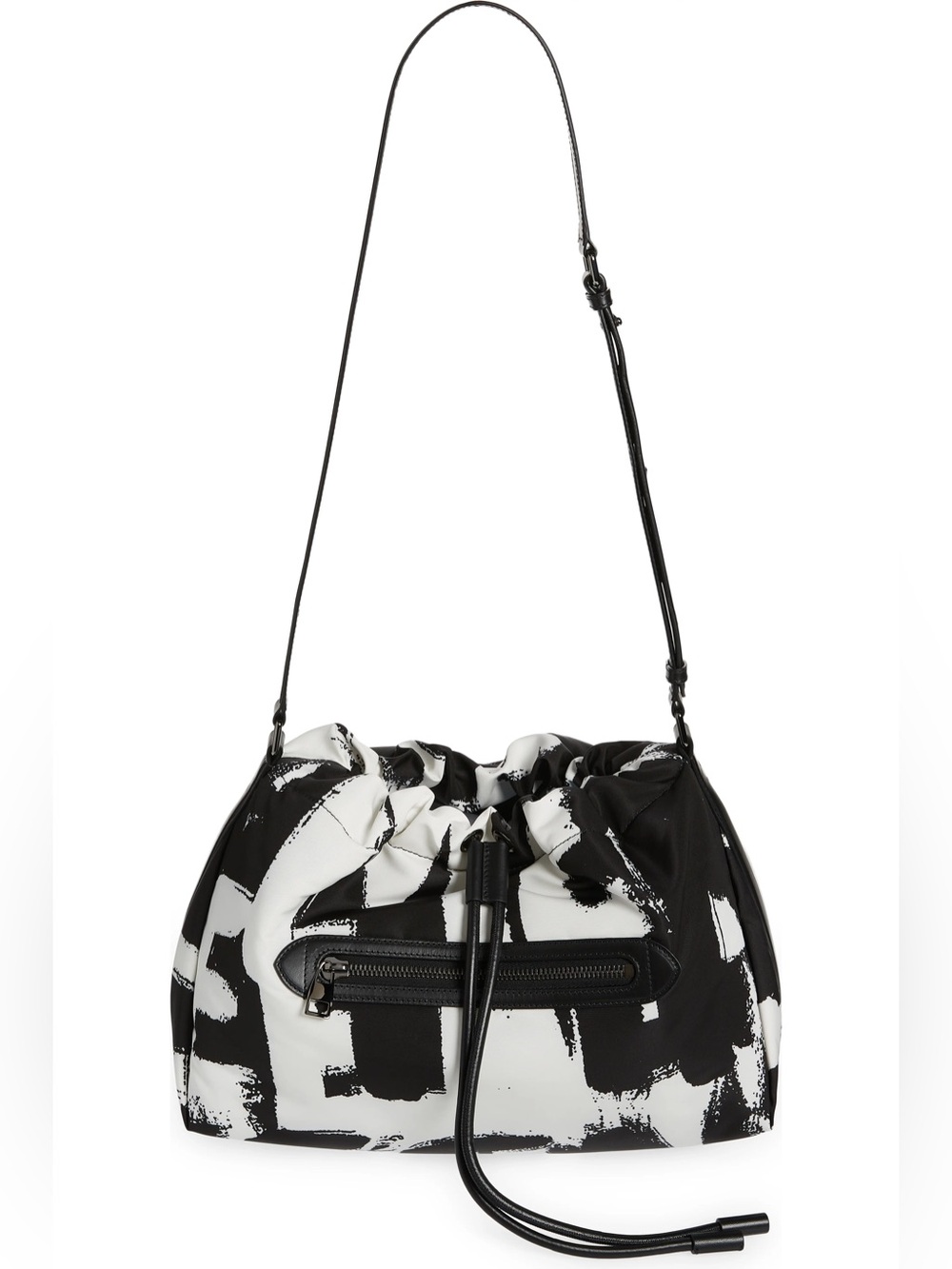 ALEXANDER MCQUEEN ‘The Ball Bundle Graffiti Nylon Shoulder Bag’ in Black/White